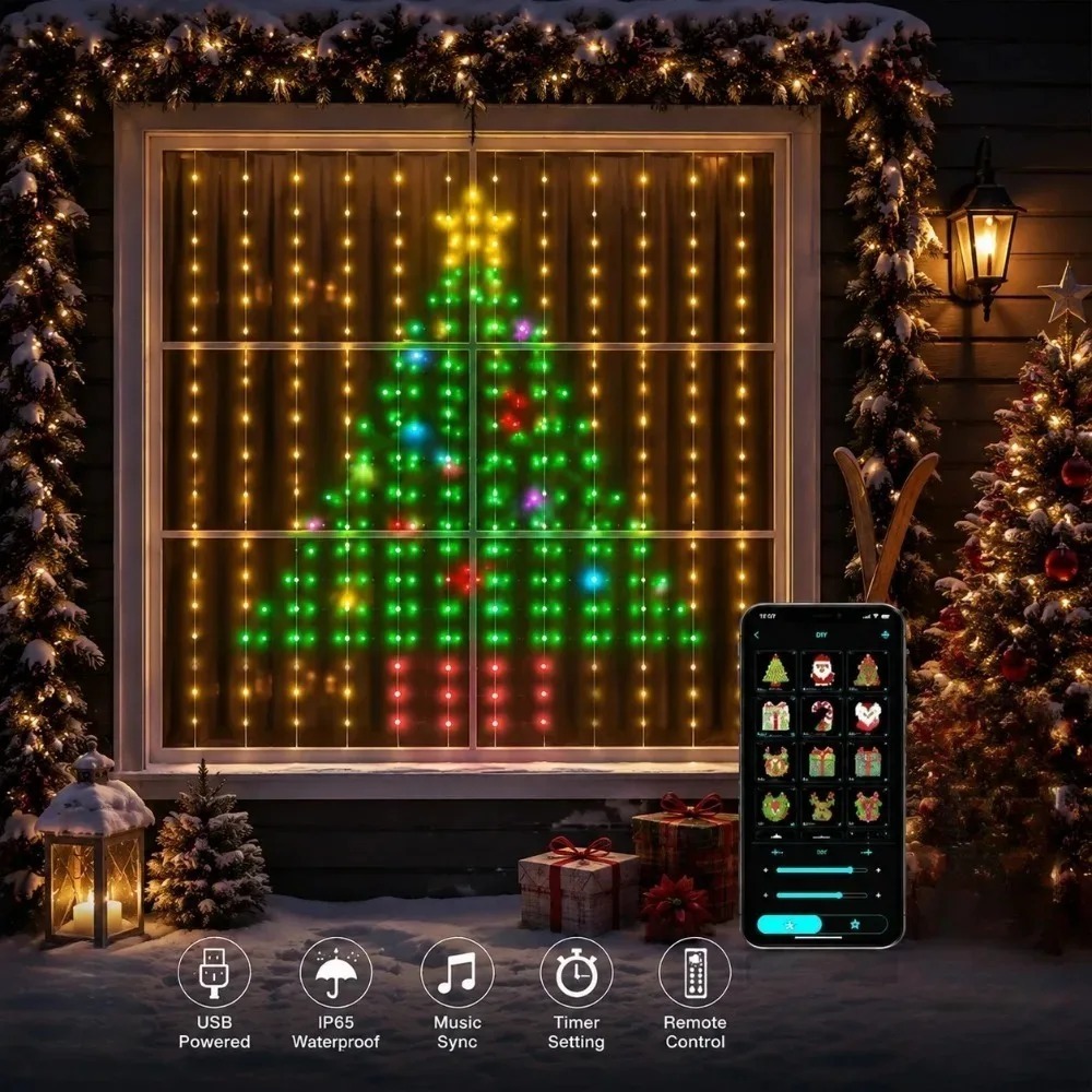 Home Decor Diy - LED Piksel Perde Işıkları Bluetooth APP