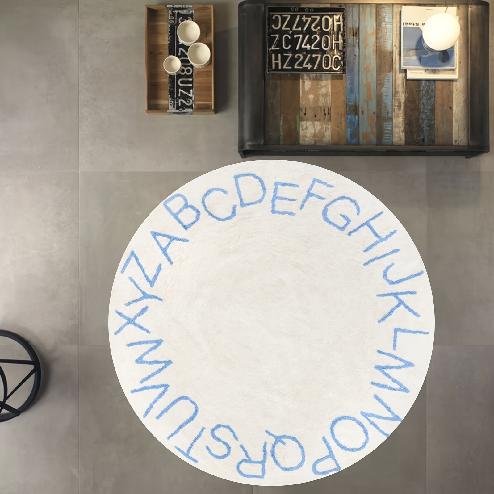 Home Decor Retail Stores - Vintage Tipografi Grafikli Zemin Halısı Dayanıklı