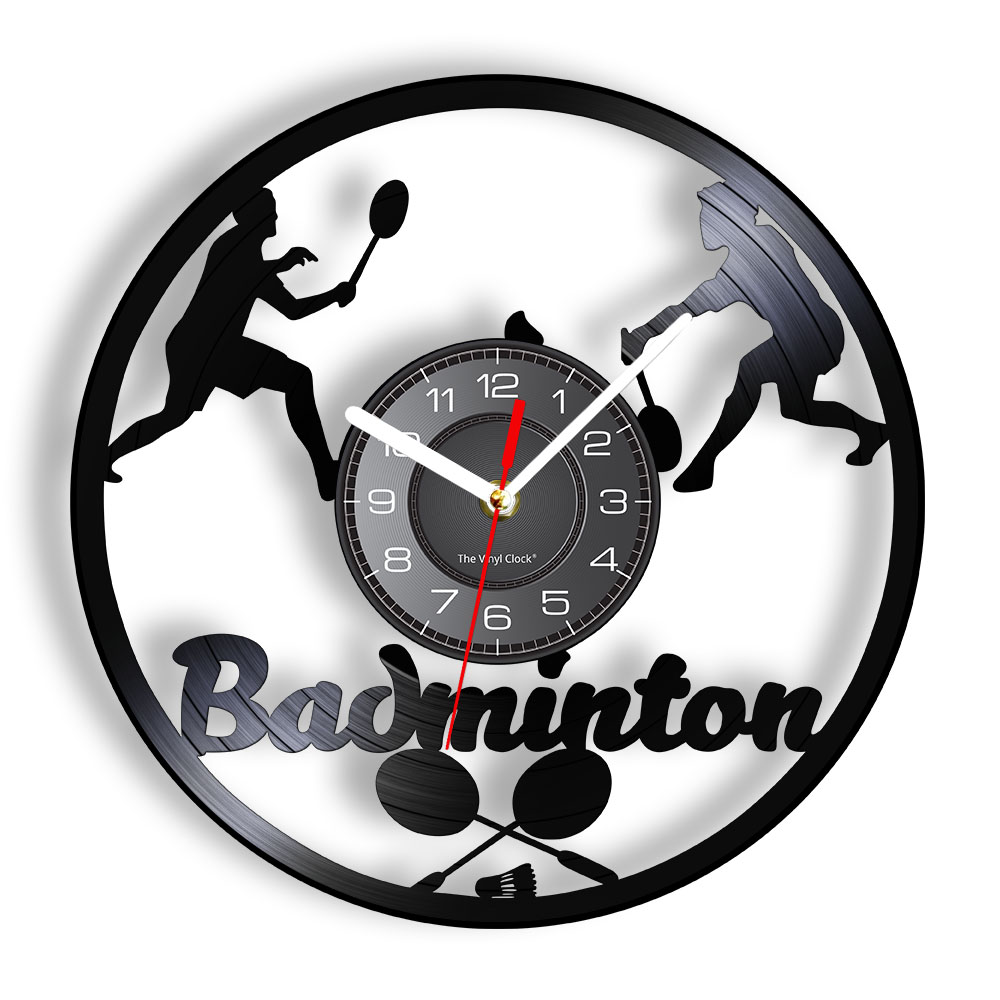 Home Decor Jobs - Badminton Temalı Vinil Plak Duvar Saati,