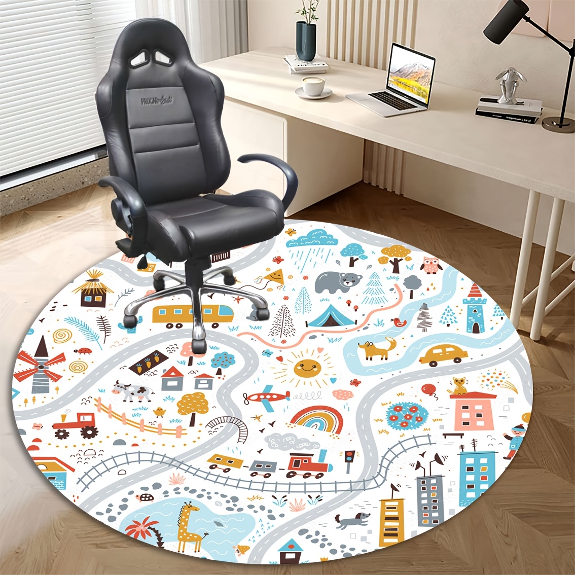 Home Decor Retail Stores - Vintage Sevimli Ulaşım Grafikli Zemin Halısı