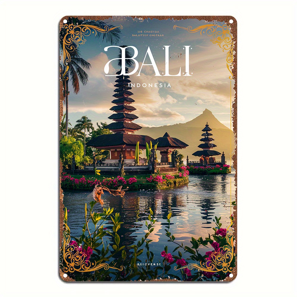 Home Decor Bali - Bali Endonezya Vintage Metal Tabela, Retro