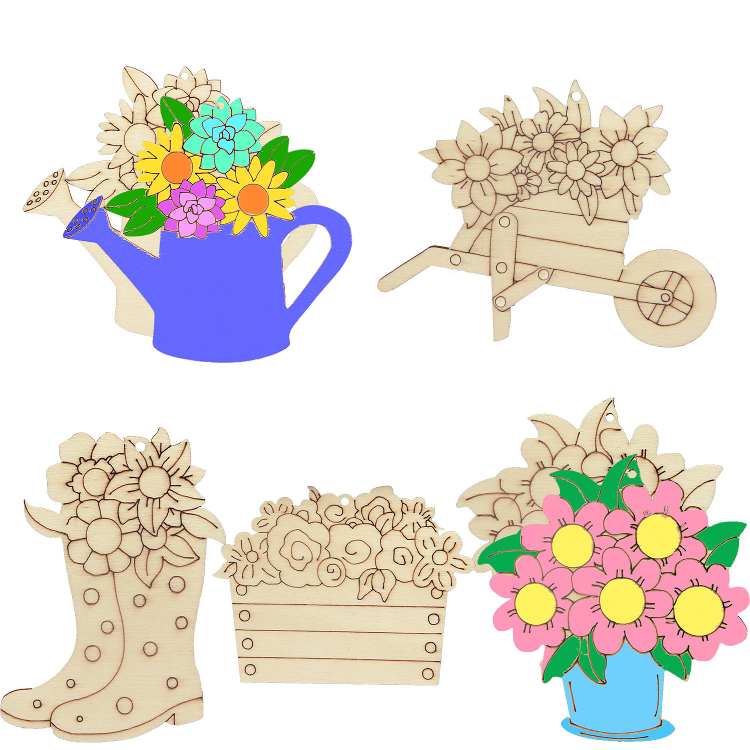 Home Decor Tulip - 15 adet/set Çiçek Ahşap Süsleme Ahşap