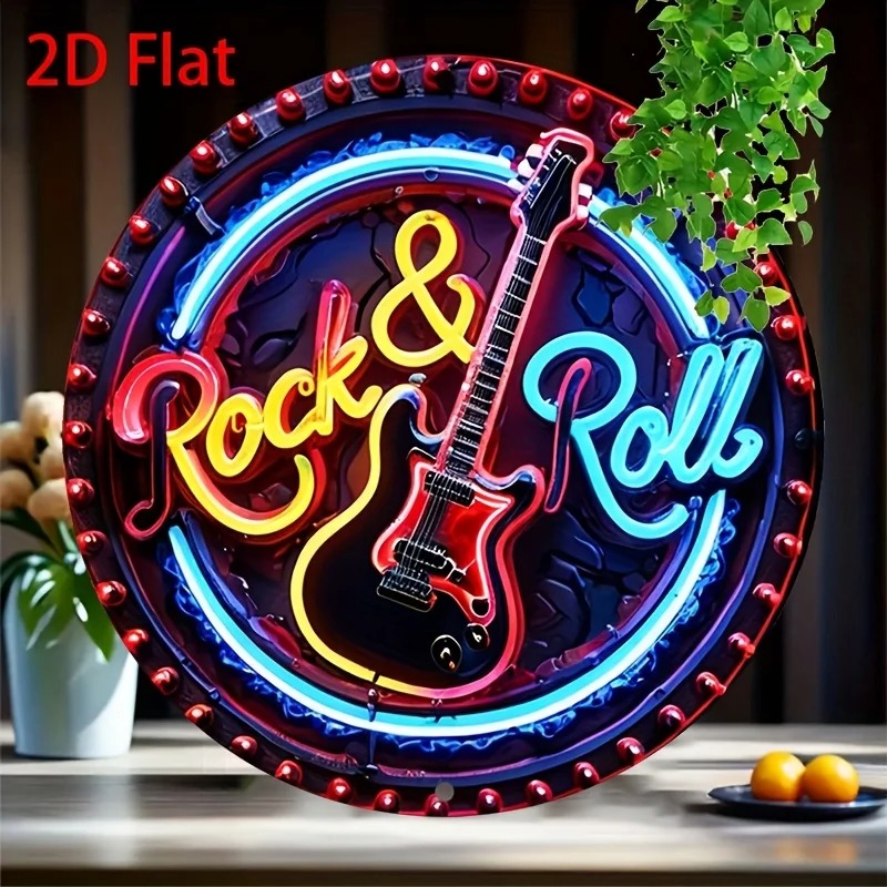Home Decor Outside - Vintage Rock Neon Tabelası, 2D Düz