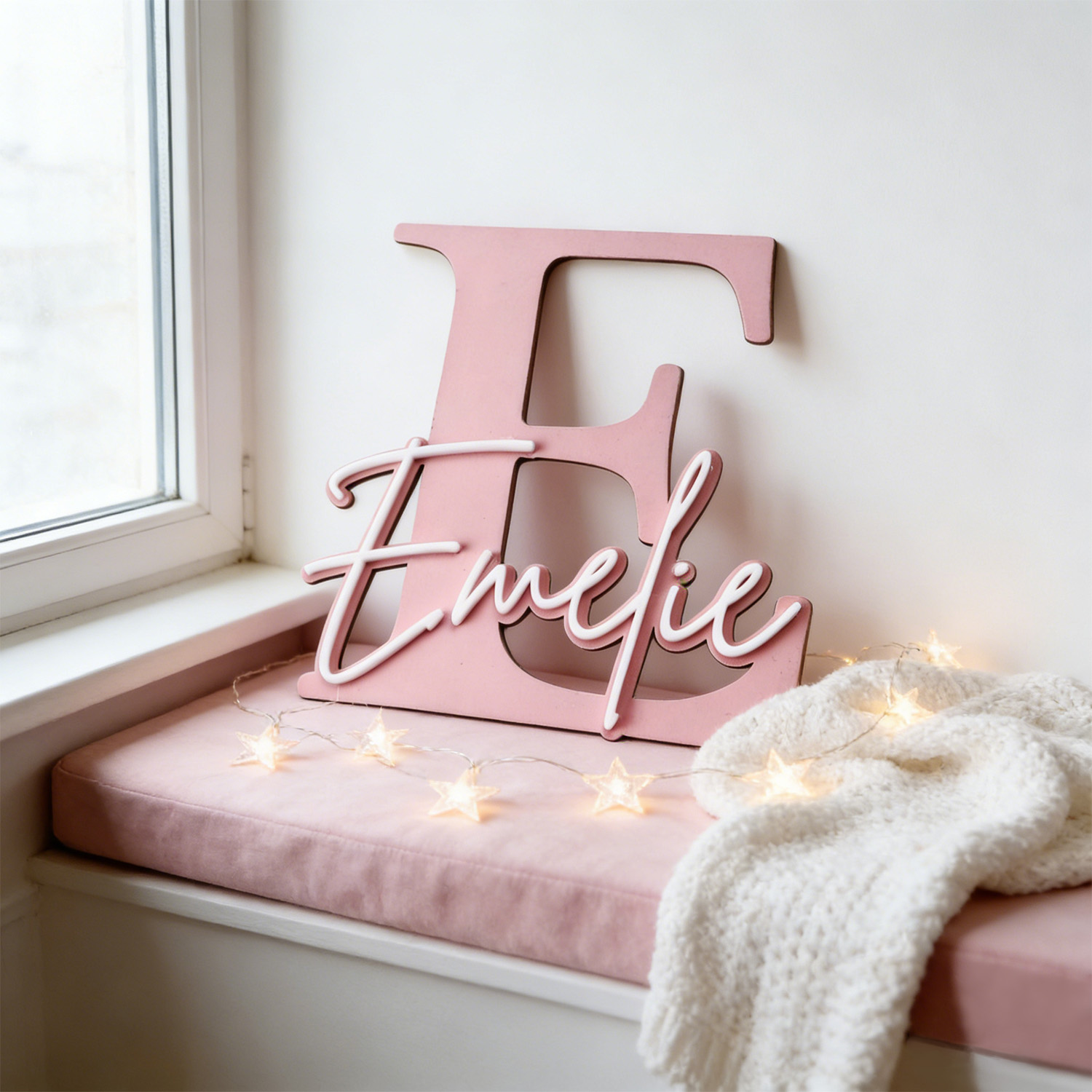Home Decor Zone - 1 adet Çift Katmanlı Ahşap İsim