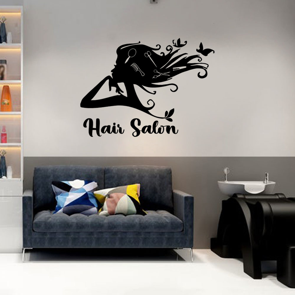 Home Decor Sticker - 1 adet renkli kuaförlük özelleştirilebilir isim