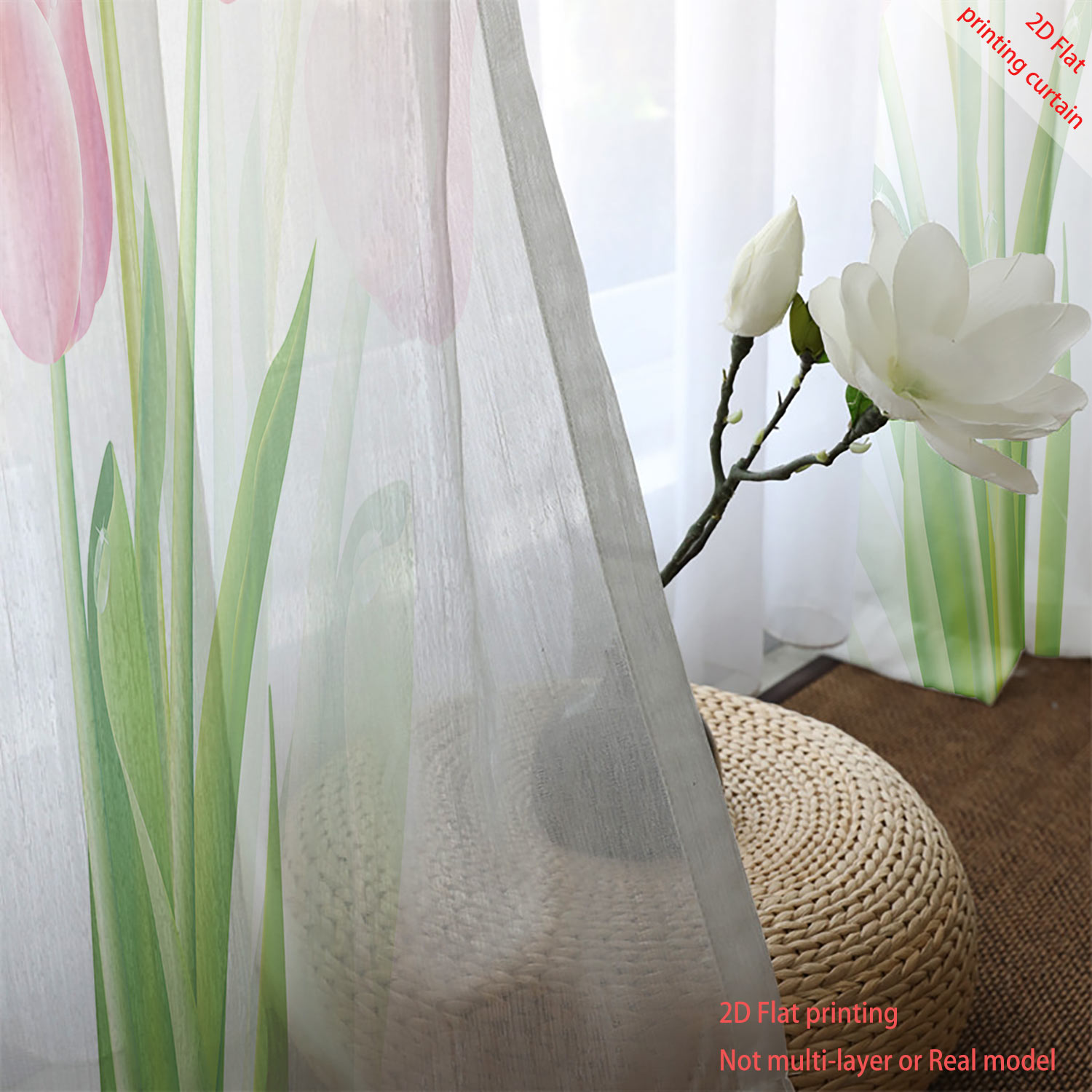 Pembe lale desenli şeffaf gazl - Home Decor Tulip incelemesi ve fiyatı
