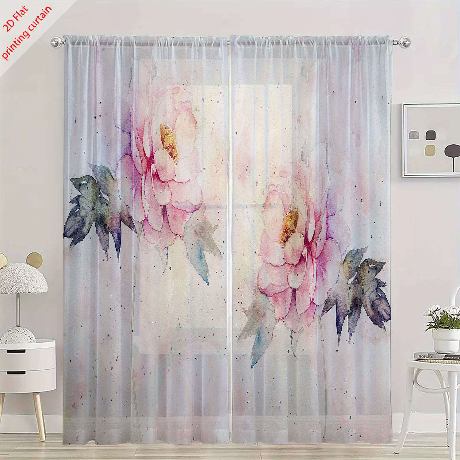 Pembe lale desenli şeffaf gazl - Home Decor Tulip incelemesi ve fiyatı