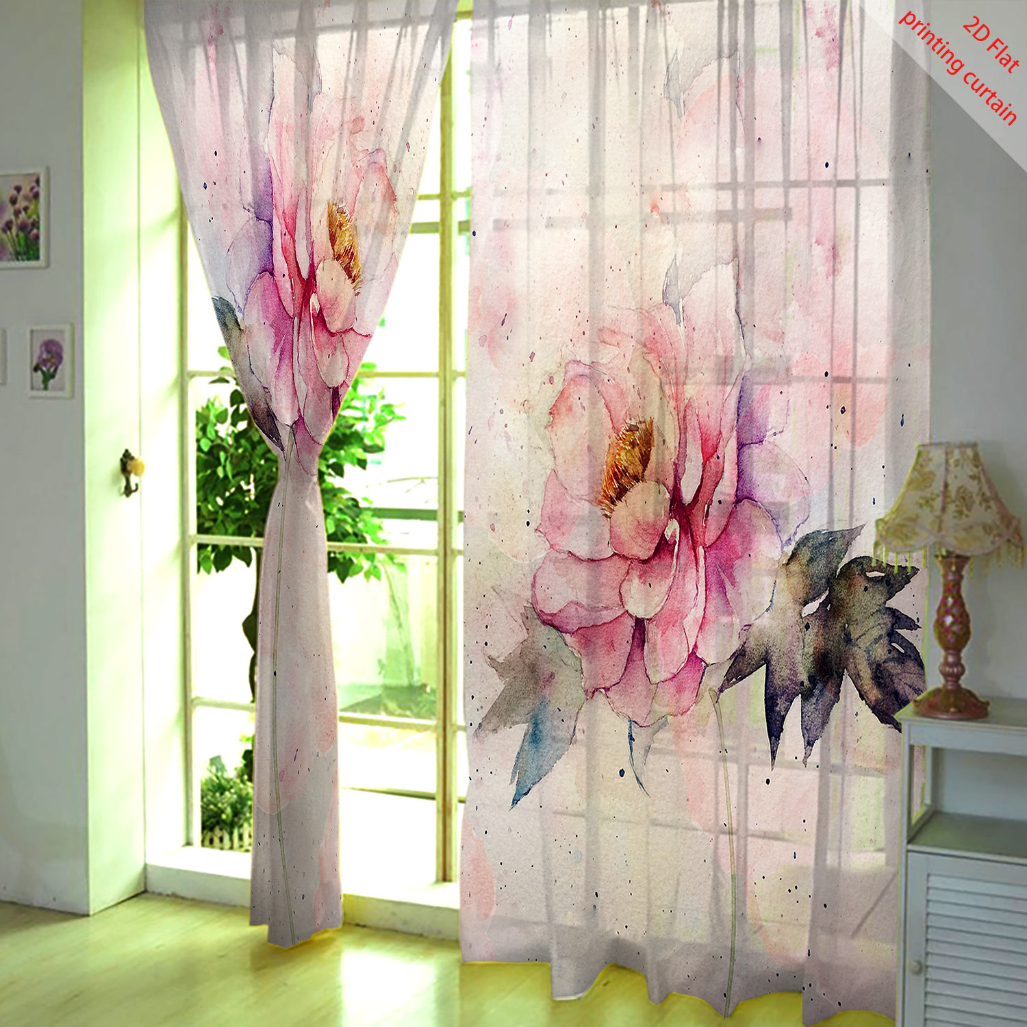 Pembe lale desenli şeffaf gazl - Home Decor Tulip incelemesi ve fiyatı
