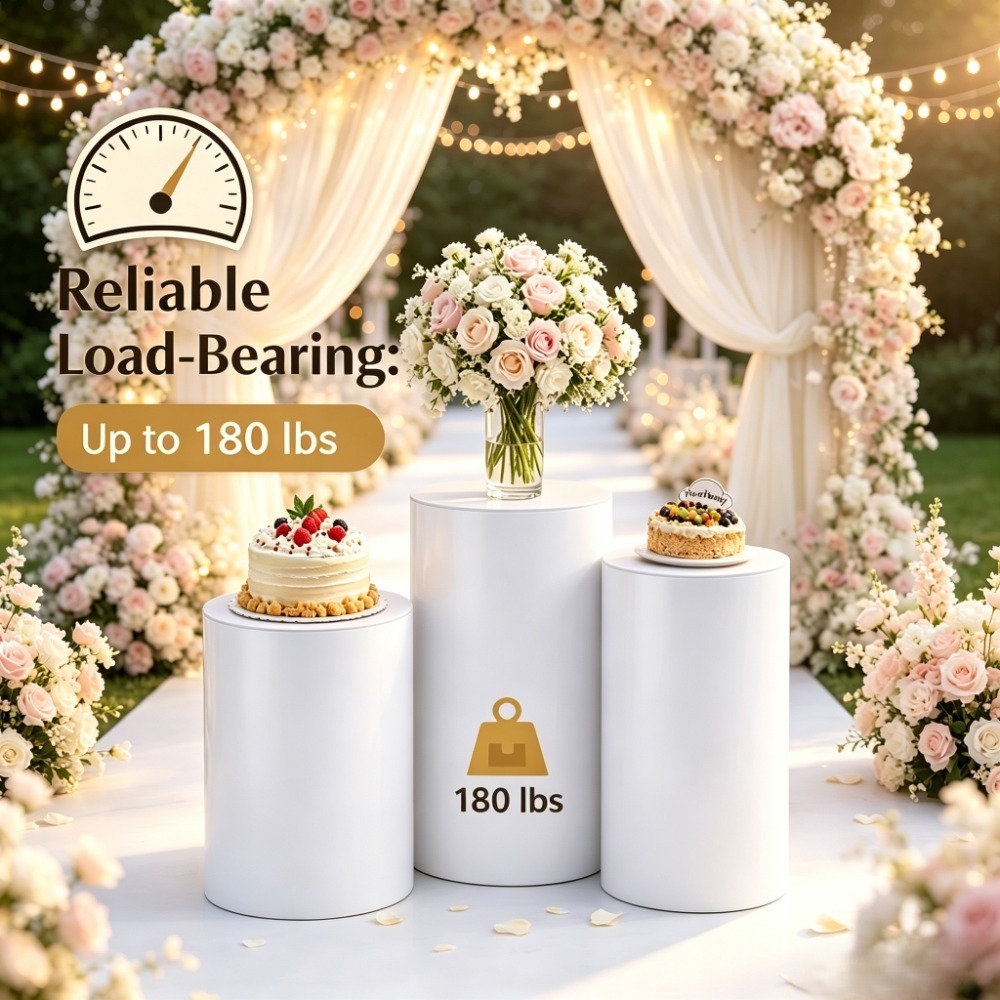 3/5 Adet Beyaz Silindir Kaide  - Home Decor For Wedding incelemesi ve fiyatı