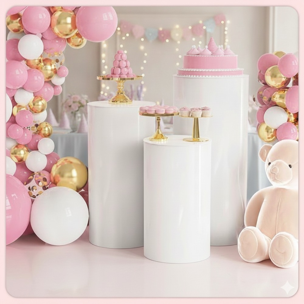 3/5 Adet Beyaz Silindir Kaide  - Home Decor For Wedding incelemesi ve fiyatı