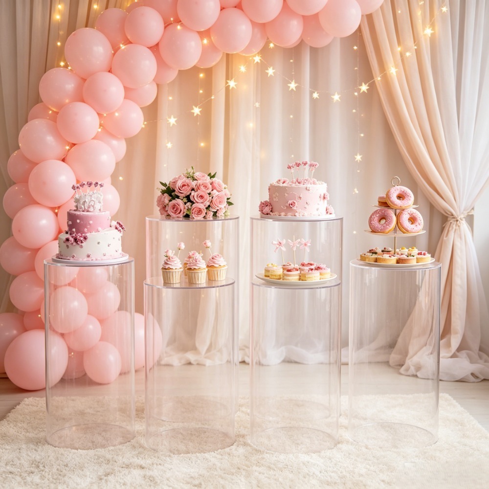 3/5 Adet Beyaz Silindir Kaide  - Home Decor For Wedding incelemesi ve fiyatı