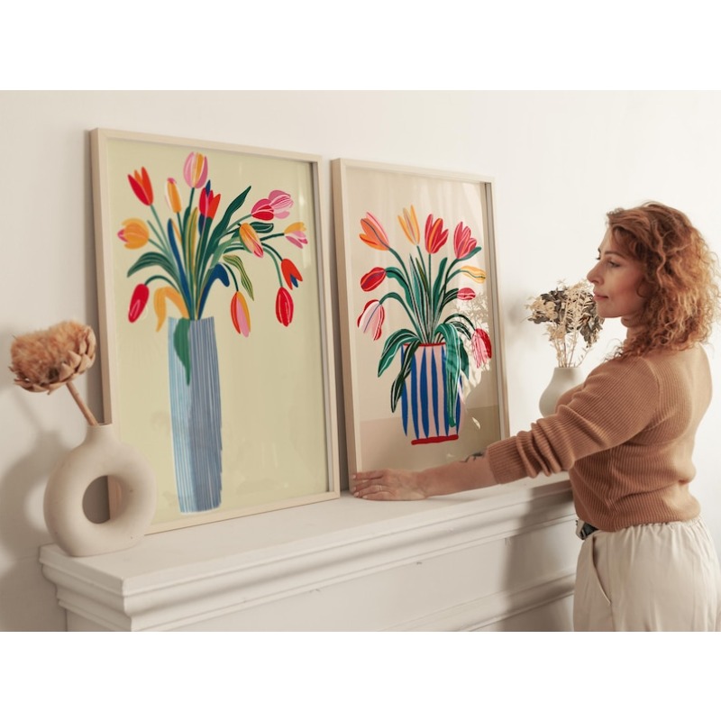2 adet Lale Çiçekleri Kanvas D - Home Decor Tulip incelemesi ve fiyatı